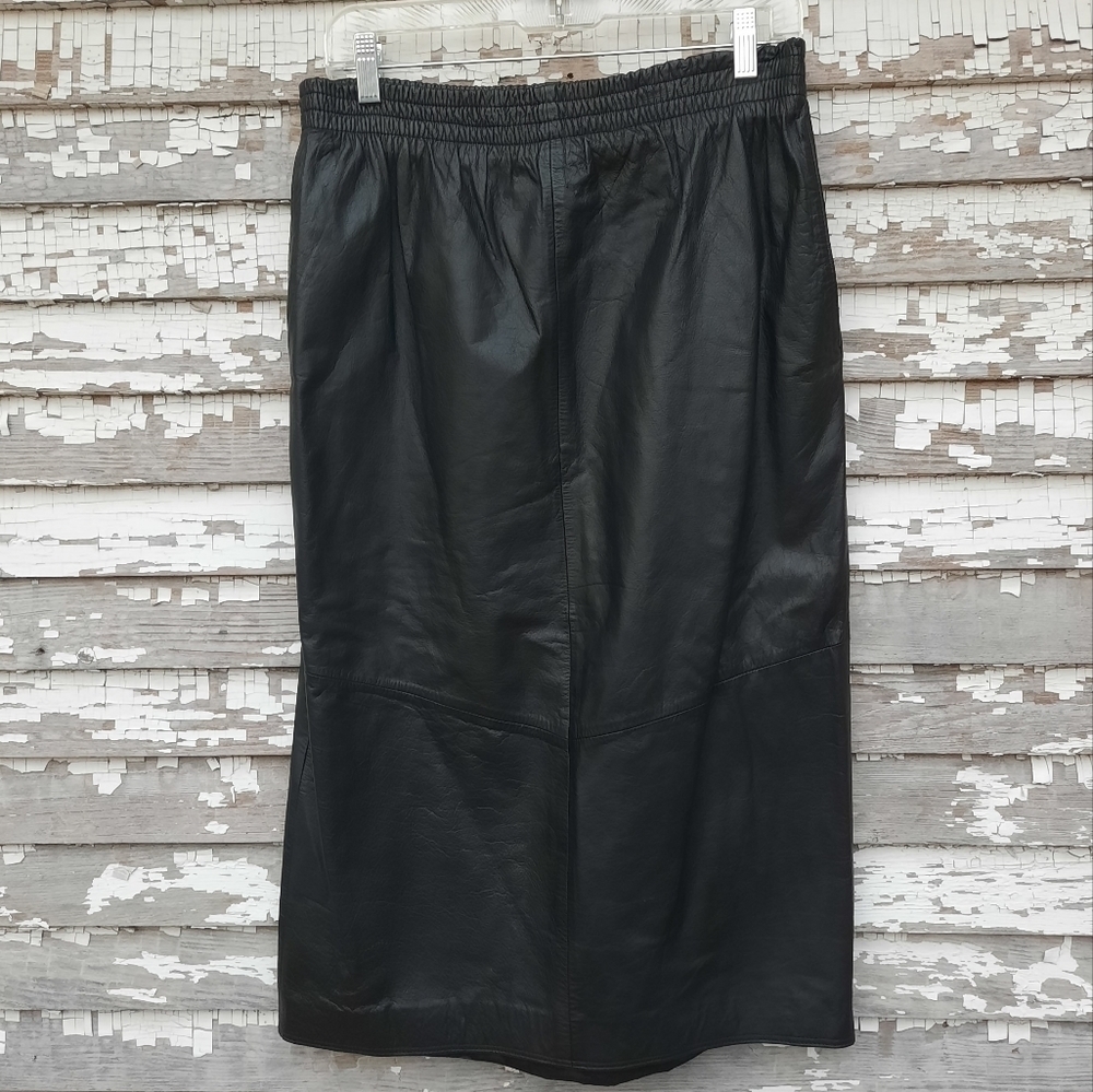 🌟 JFS Signature Leather Skirt with Pockets Size Small vintage